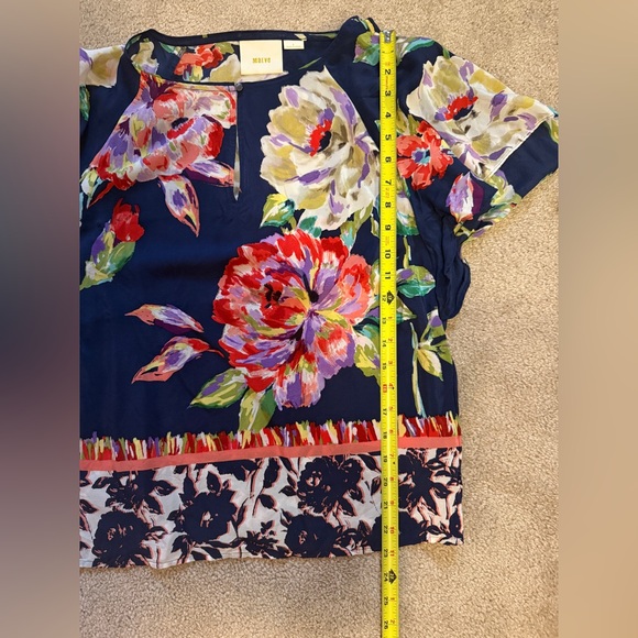 Anthropologie Floral Silk Top 2 - Picture 9 of 9